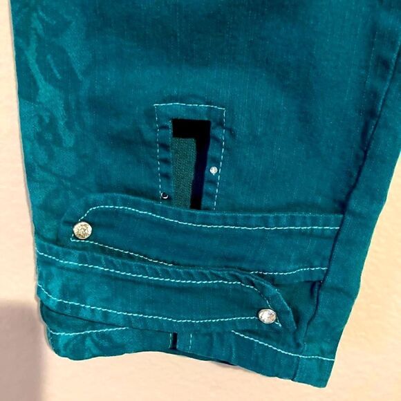 Capellini Women’s Turquoise Stretch Crop Pant Size 7 - Picture 7 of 12